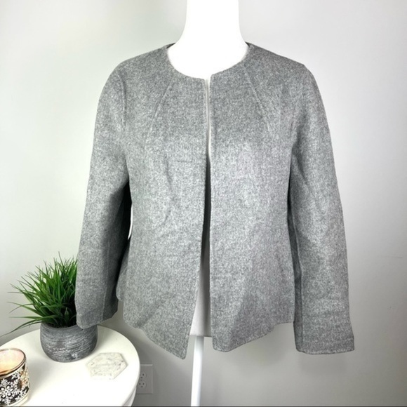 Talbots womens wool blend grey double faced open jacket size large - Picture 2 of 8